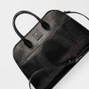 Cartera de Mano The Roots En Cuero Grabado Lagarto Negro
