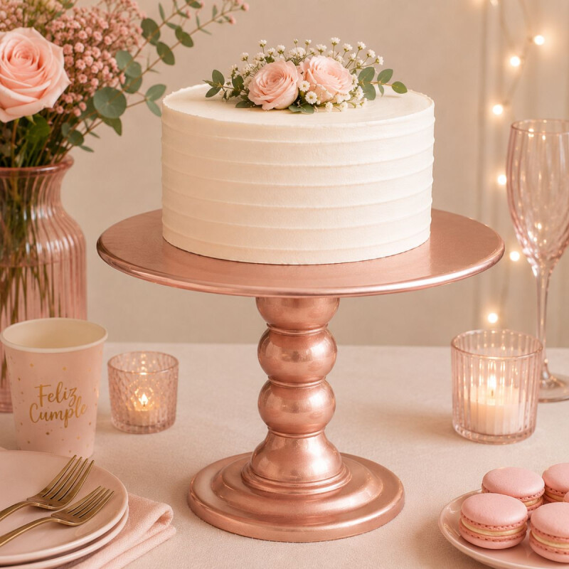 Soporte de Torta 32 cm x22cm Rosa Oro