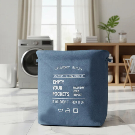 Bolso canasto con cierre y tapa de tela para Ropa Lavanderia Azul