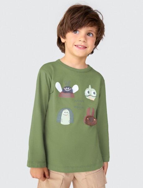 CAMISETA INFANTIL CON ESTAMPA VERDE