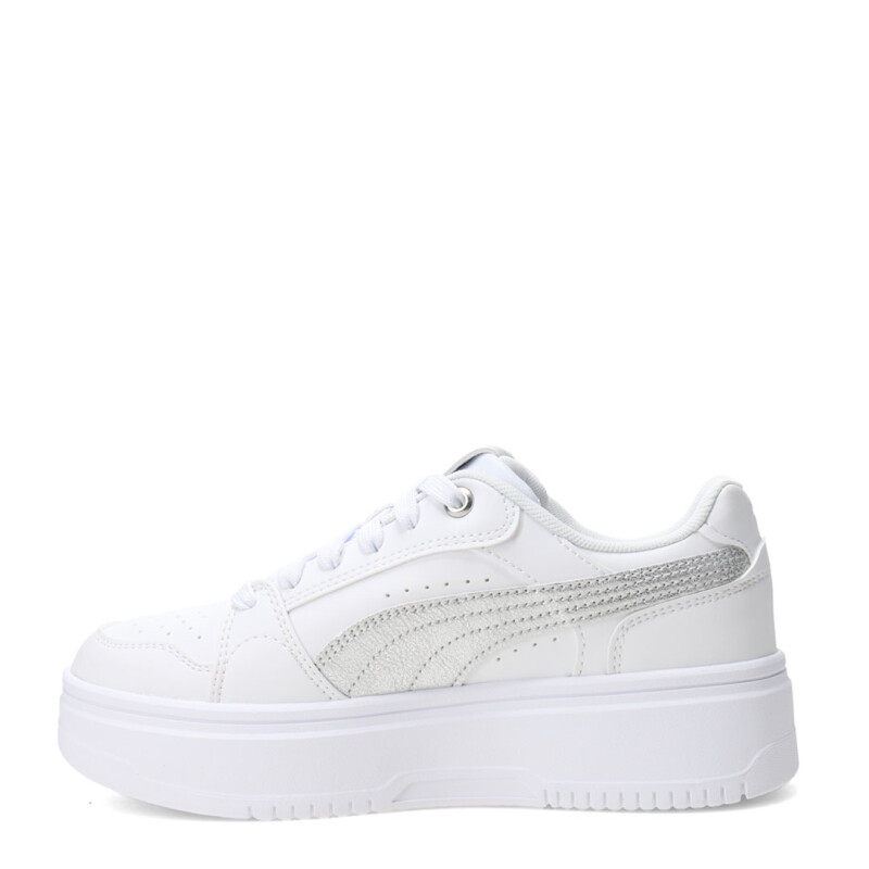 Championes de Mujer Puma Rebound Low Metalic Plataforma Blanco - Plata