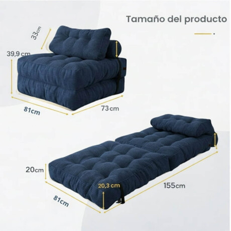 Sofá Sillón Cama Plegable Cloudnest + Almohada Living Azul