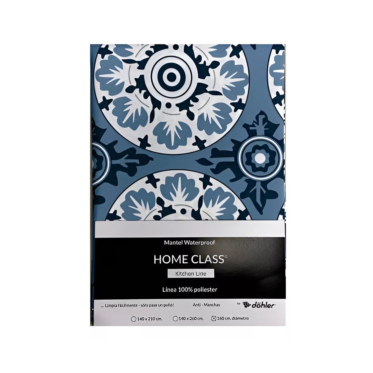 Mantel circular Home Class repele el agua 160cm Hojas Verde 