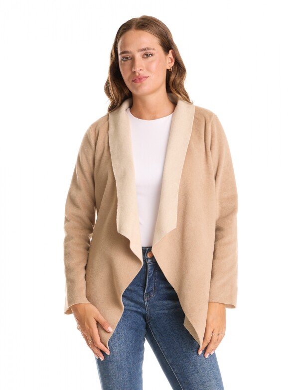 Cardigan Soft & Solapa Contraste BEIGE OSCURO
