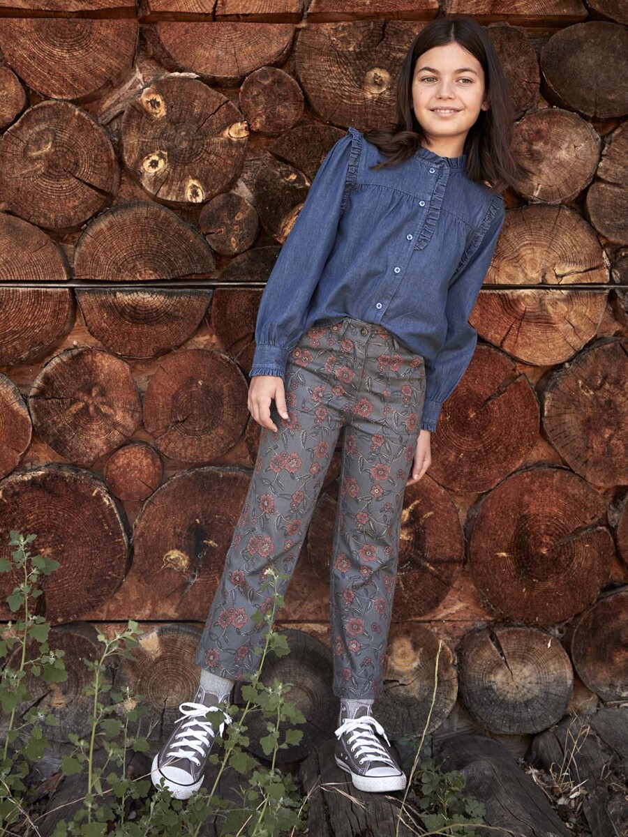 Pantalon De Twill Estampado Petroleo