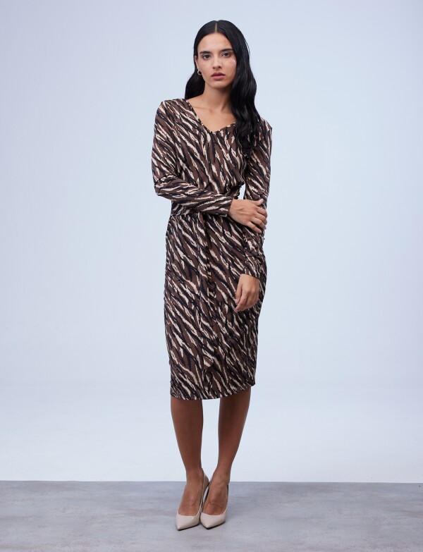 Vestido Lazo Print MARRON/MULTI
