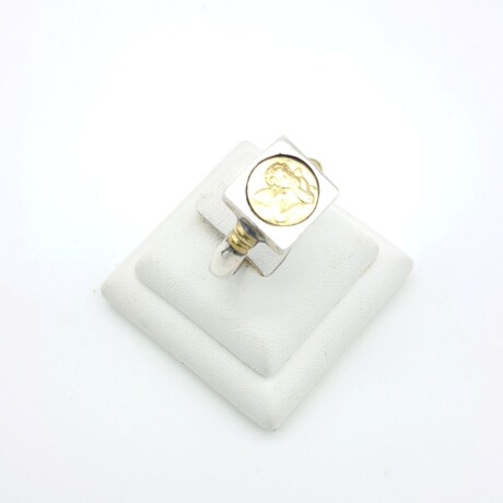 Anillo religioso de plata 925 y double en oro 18 ktes, ANGEL RAFAEL. Anillo religioso de plata 925 y double en oro 18 ktes, ANGEL RAFAEL.