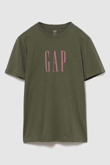 Remera Logo Gap Hombre Tweed Green