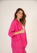 Conjunto kimono+ palazo 100% lino Rosado