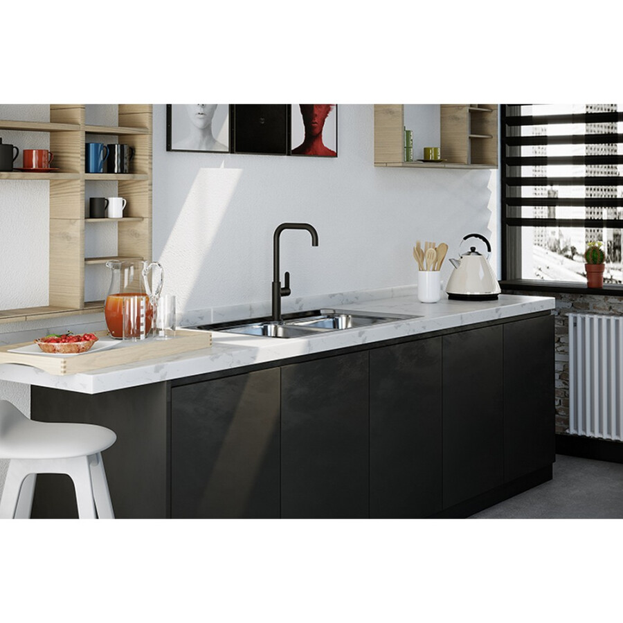 Griferia De Cocina Monocomando Con Pico Curvo Black Linea Fulton Griferia De Cocina Monocomando Con Pico Curvo Black Linea Fulton
