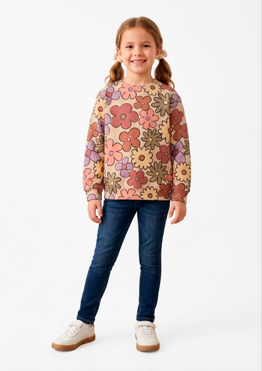 SUDADERA EXTRAGRANDE DE FELPA ESTAMPADA - MULTICOLOR 