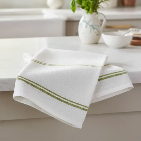 Repasador cocina Dohler hilo 40 x 60 cm Verde Blanco