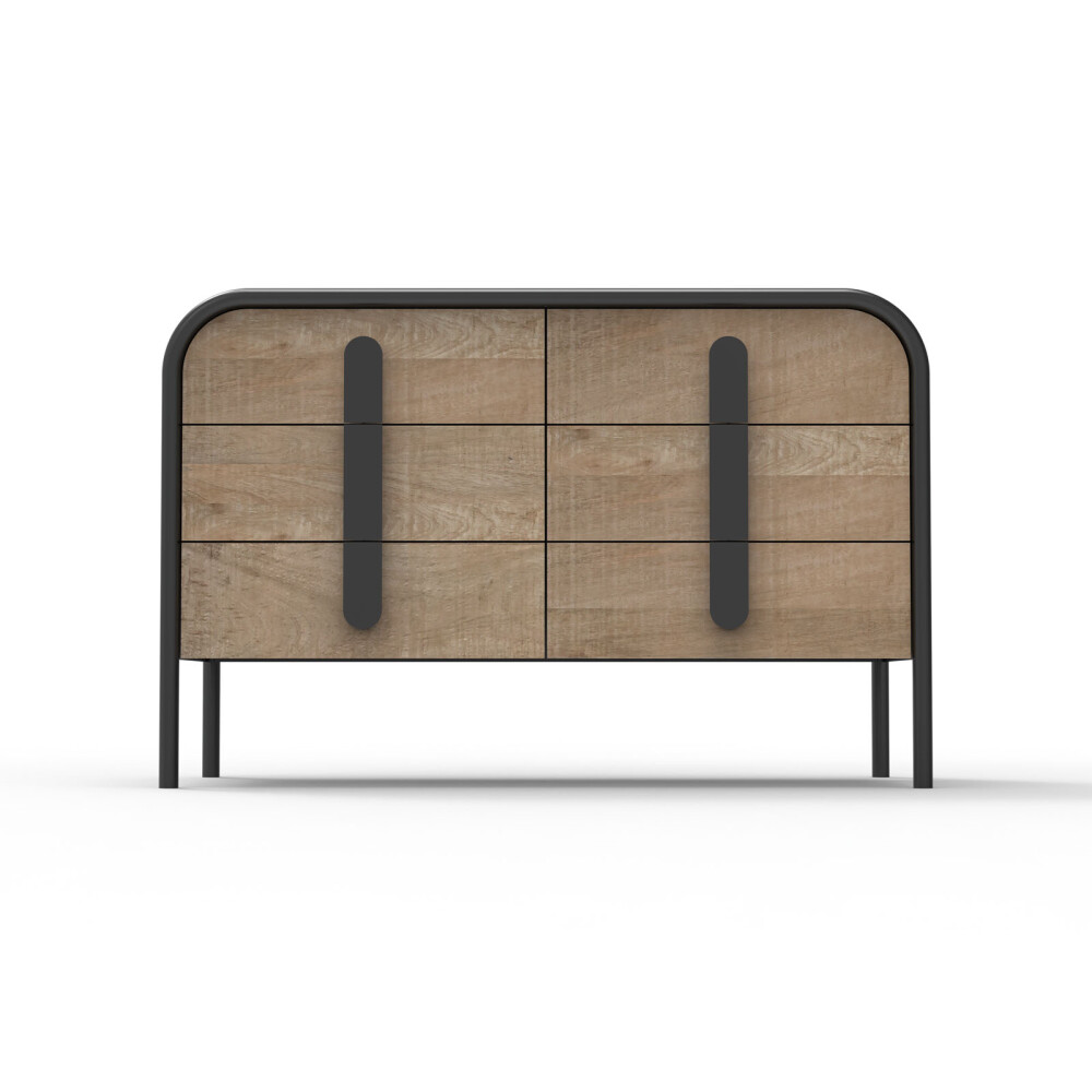 CÓMODA 6 CAJONES MADERA-Y-METAL ARIA