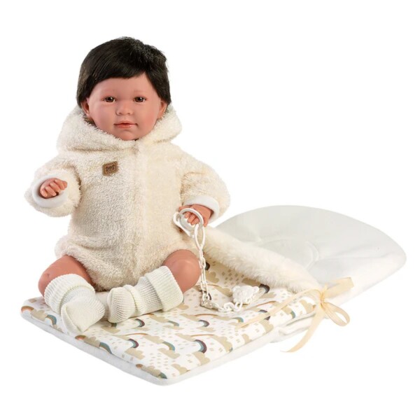 Muñeca Llorens Bebe Mimi Llorona Con Saquito Cama 42cm Modelo Mimi Saquito