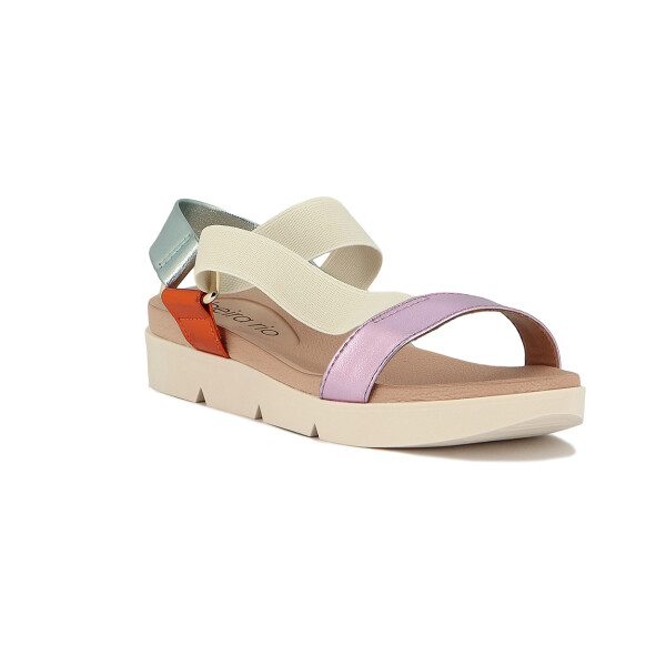 Sandalia Mujer Casual Beira Rio Con Velcro Blanco-celeste