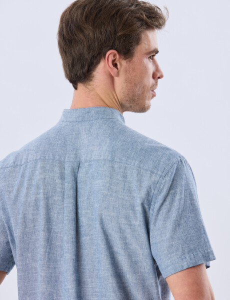 CAMISA LISA DE LINO CUELLO MAO Denim