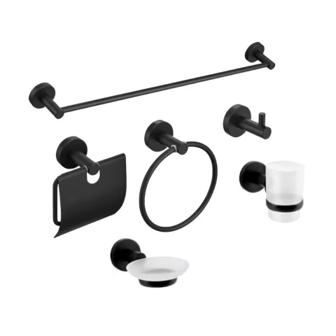 Kit de 6 piezas Milano negro mate Kit De 6 Piezas Milano Negro Mate
