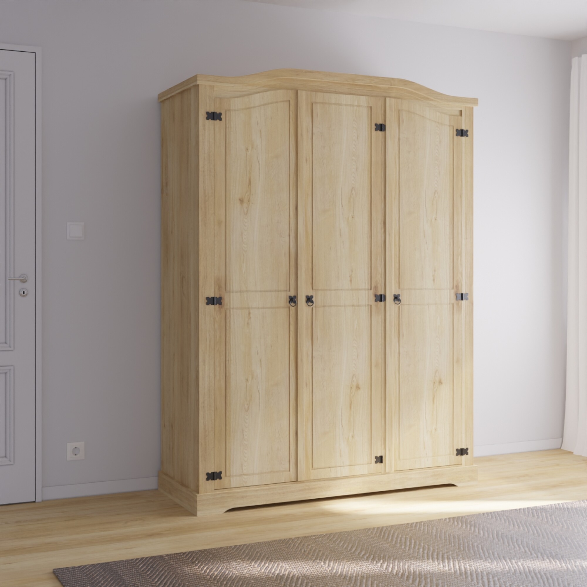 Ropero Curvo 3 Puertas - Linea Mexicana - Natural — Rustico Hogar