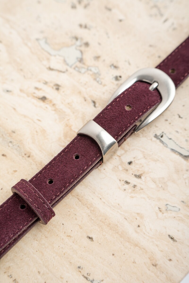 Cinto Hebilla Plateado Bordo