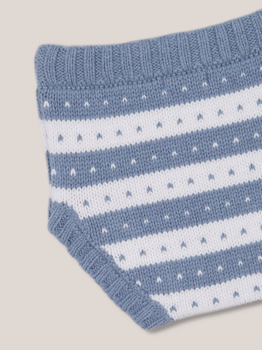 Pantalon De Punto De Rayas Azul Talco