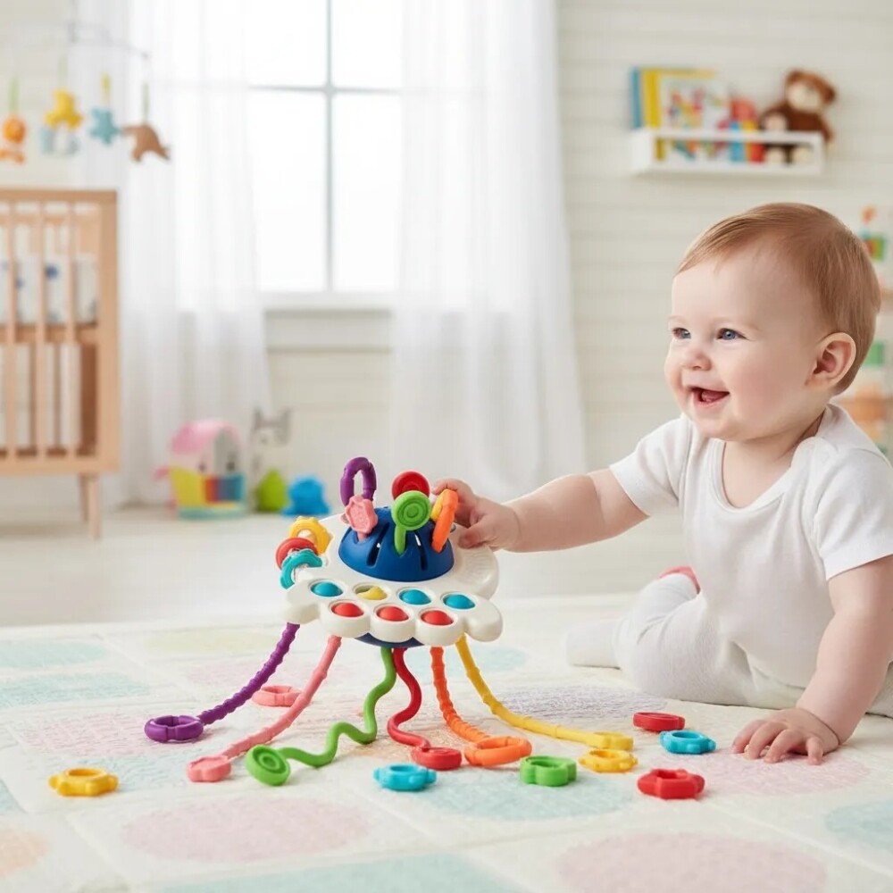 Juguete Montessori sensorial mordillo y sonajero Juguete Montessori sensorial mordillo y sonajero