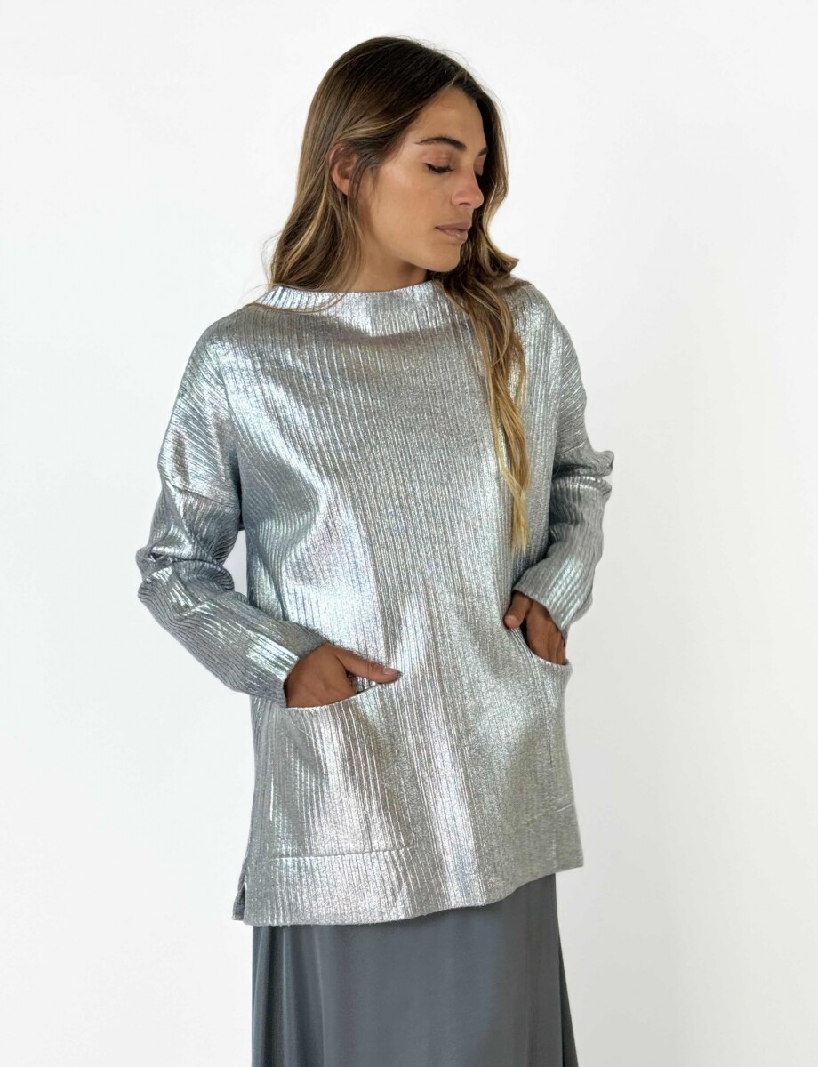 SWEATER TEJIDO GEMMA - PLATEADO - GRIS 