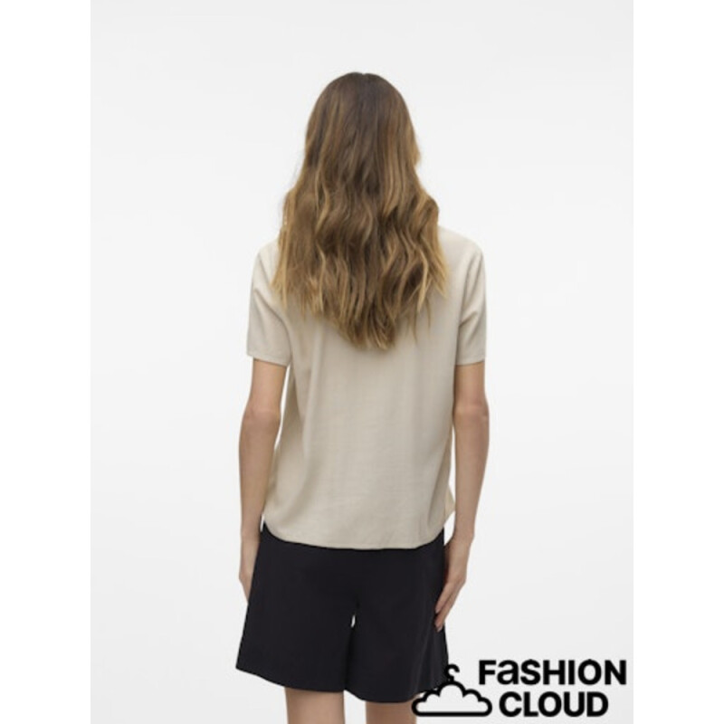 VMMYMILO SS V-NECK TOP WVN GA Silver Lining/Rayas