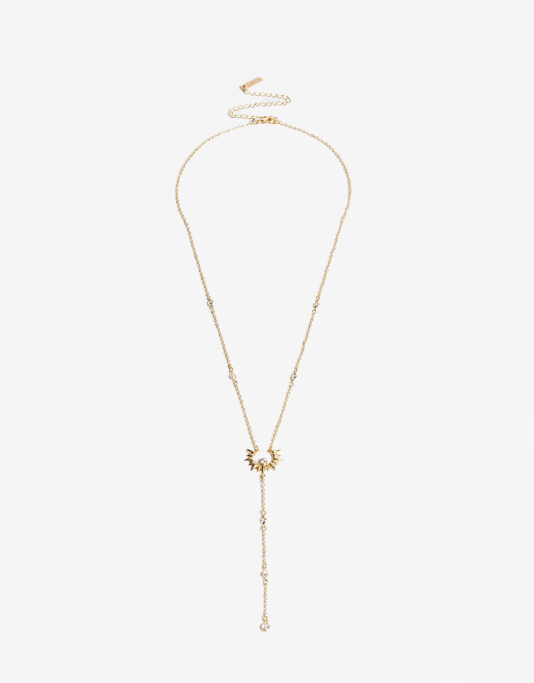 Collares Largos Strass Collar Largo En Y Con Cubic - Dorado