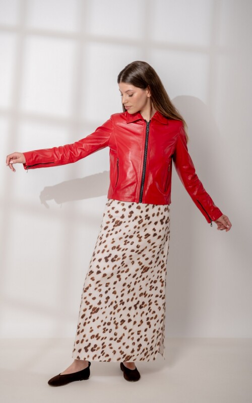 Chaqueta de Cuero Lupe Rojo