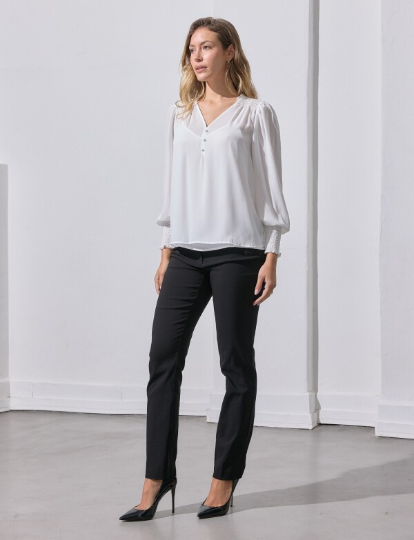 Blusa Gasa Smock BLANCO