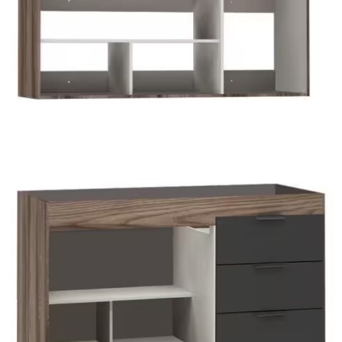 Mueble bajo mesada cocina con aéreo Flamingo negro 120 cm Mueble Bajo Mesada Cocina Con Aéreo Flamingo Negro 120 Cm