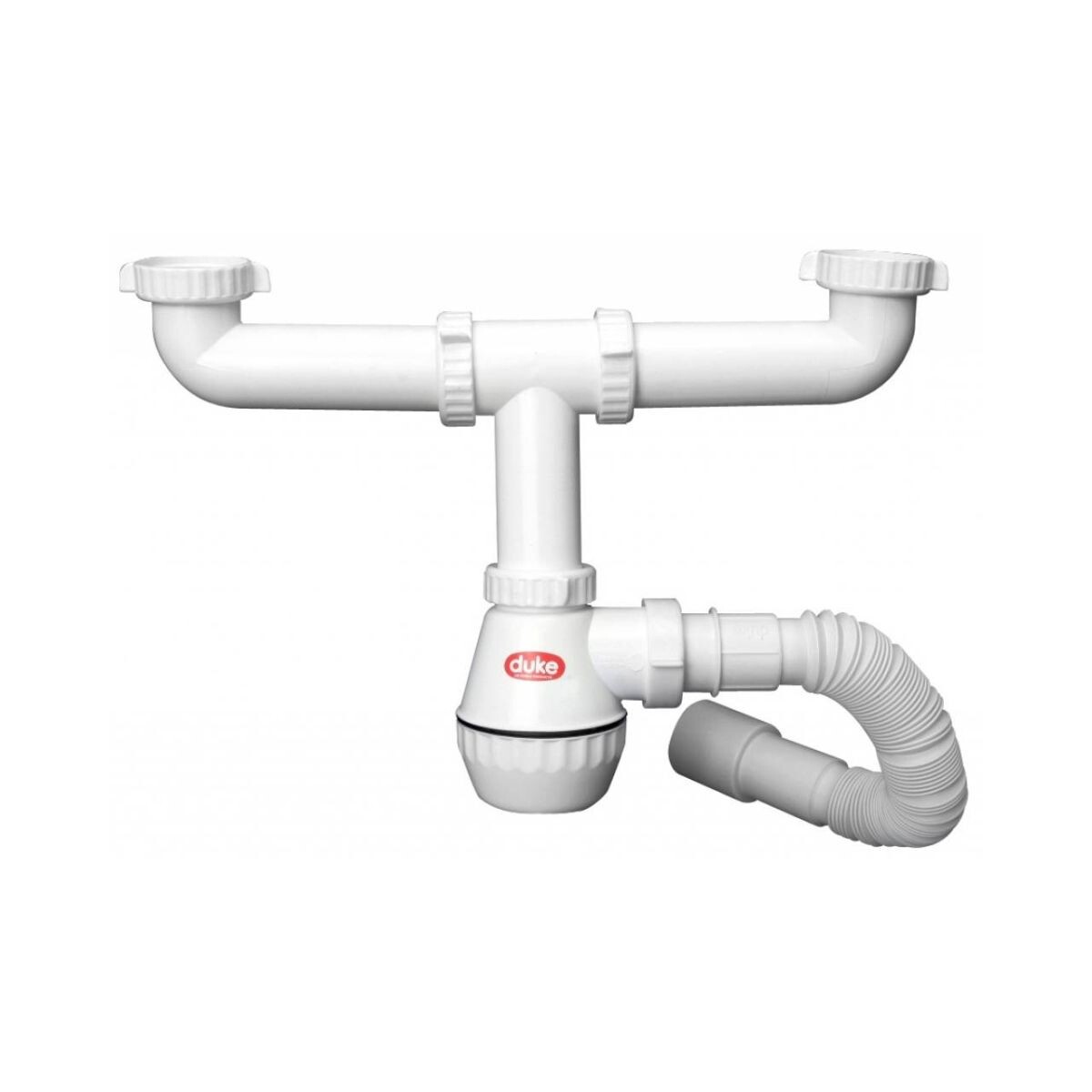 SIFON DOS VIAS FLEXIBLE C/BOTELLA DUKE Sifon Dos Vias Flexible C/botella Duke