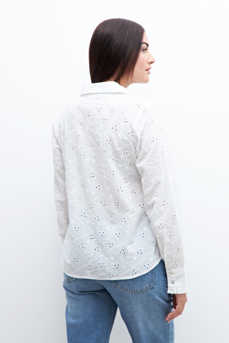 Camisa de broderie blanco