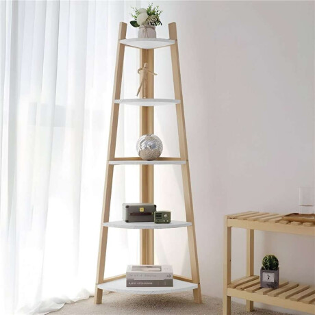 Estanteria Esquinero 37X37X150 Cm Bamboo Blanco