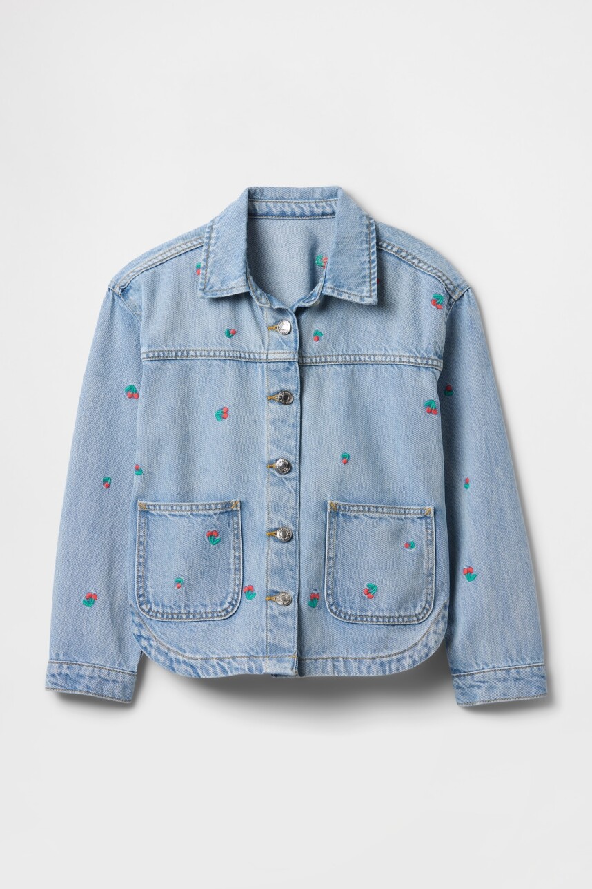 Campera De Jean Cherry Niña Light Wash