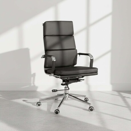 SILLA DE ESCRITORIO PU-Y-ACERO NEGRO D-105