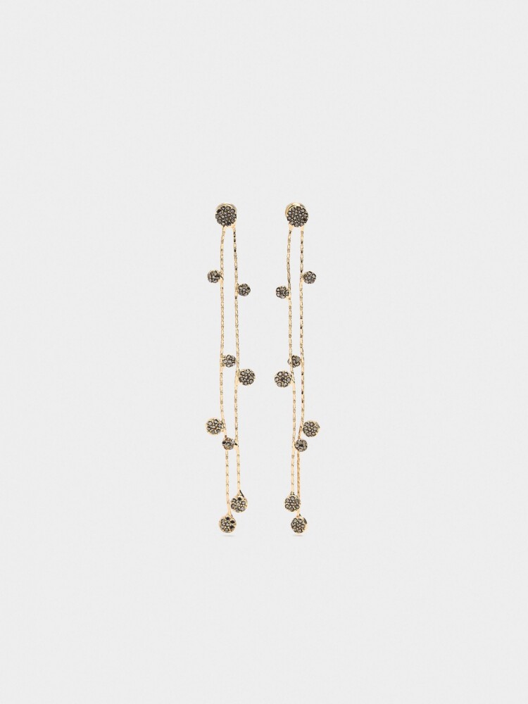 Pendientes Largos De Cristales gris
