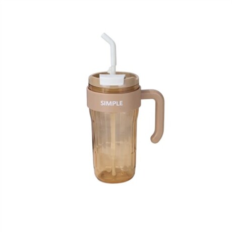 Vaso con manija y sorbito Marron