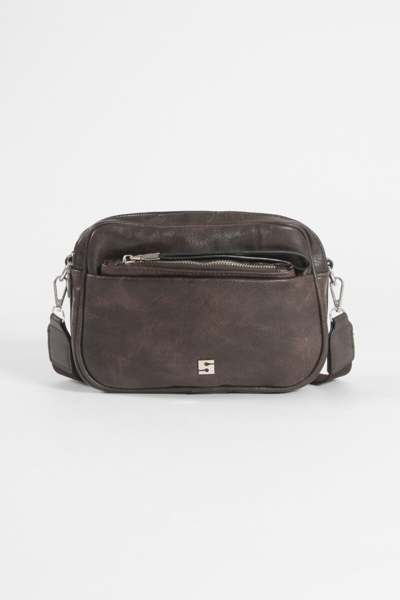 Cartera de hombro con cierres marrón