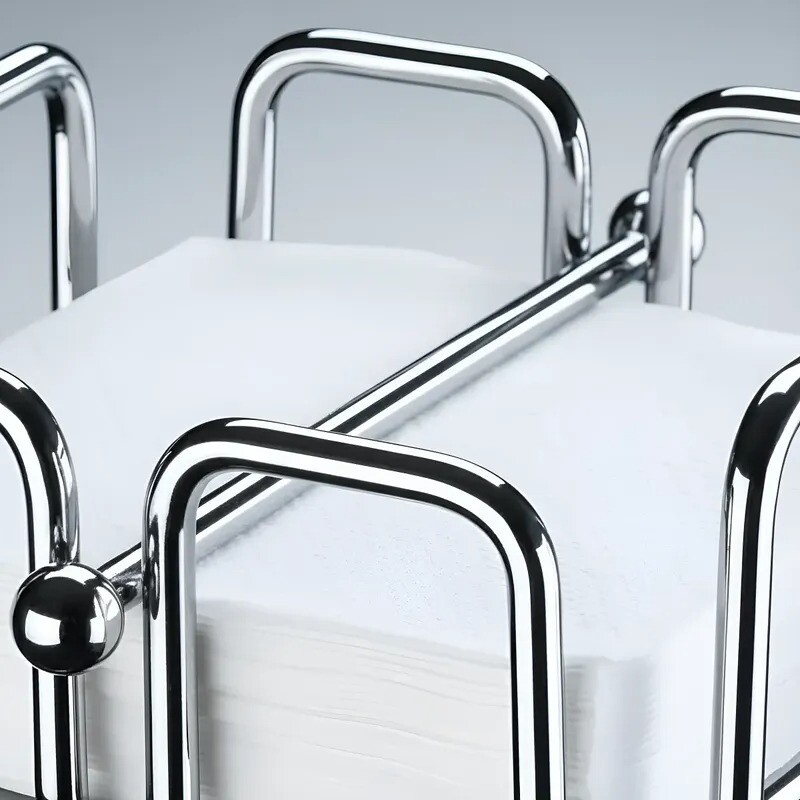 Servilletero chico en acero al carbono cromado Servilletero chico en acero al carbono cromado