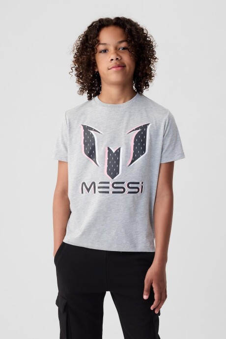 Remera Gráfico Messi Niño Light Heather Grey