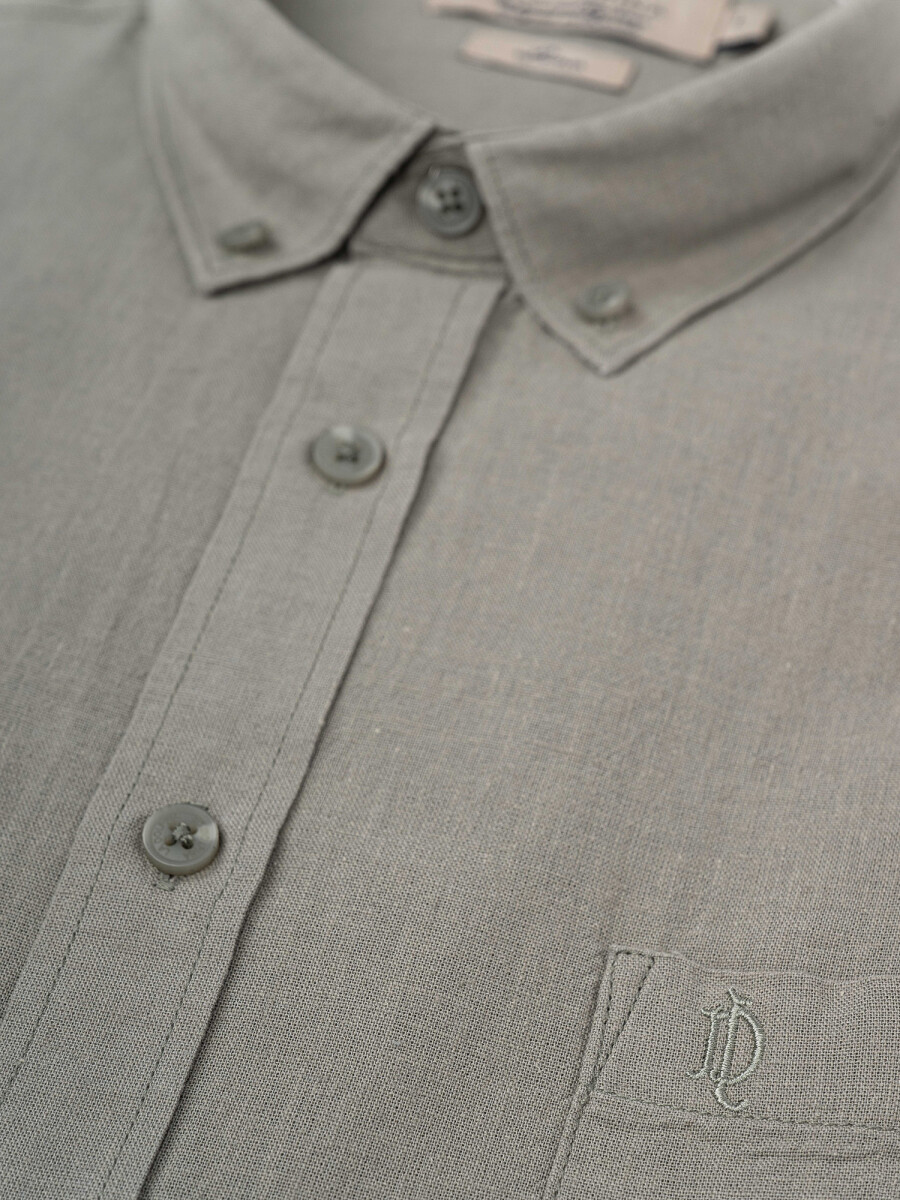 Camisa m/l lino lisa - verde claro 