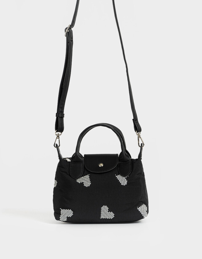 City Cartera Mini City Corazones - Negro