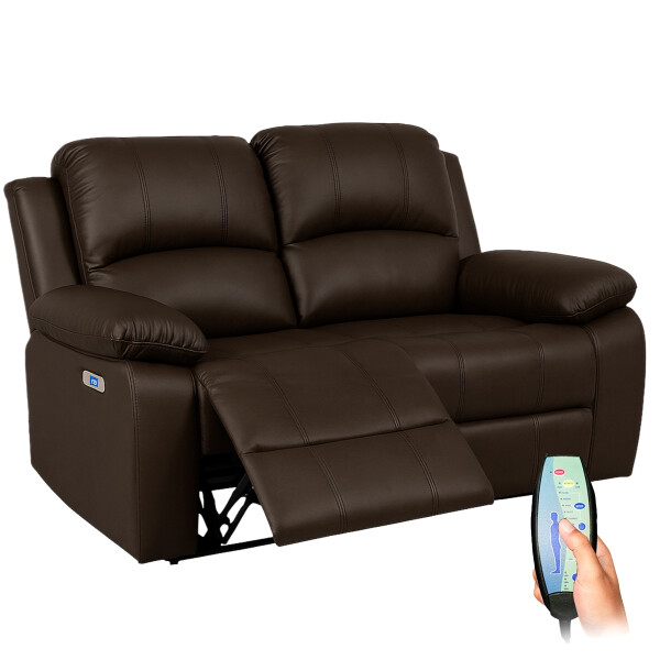 Sofá Sillón 2 Cuerpos Reclinable Masajeador Electrico Living Color Variante Marron