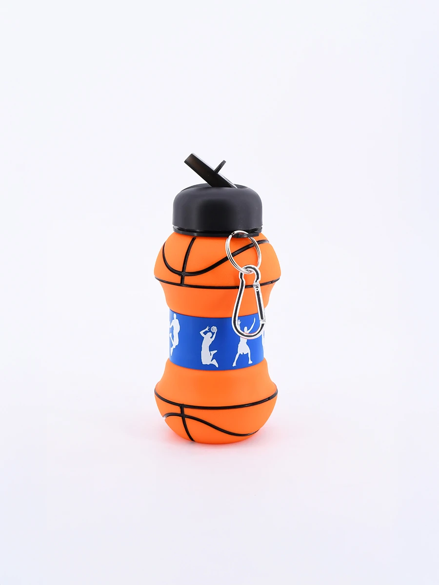 BOTELLA PELOTA BASKET SILICONA - NARANJA 