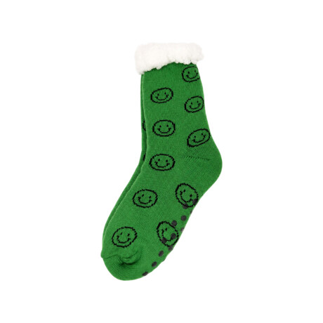 Pantuflas medias con corderito Carita Feliz Verde