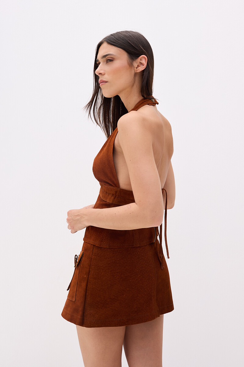 Top Largo Tach - Leather Marron