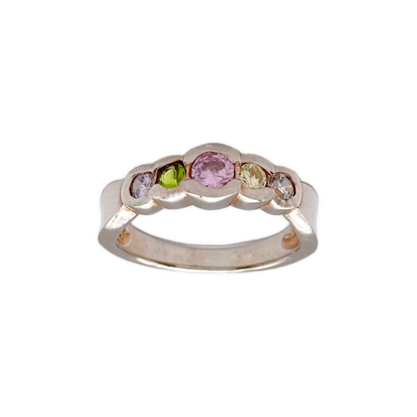 Anillo Circulos-Plata 925-Piedra Zirconia Varias-AN3264 conpiedra