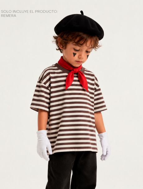 CAMISETA INFANTIL DE RAYAS MARRÓN