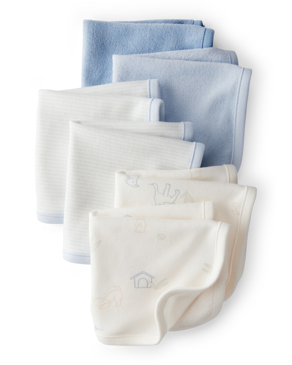 Pack seis paños de aseo de algodón terry, azules 